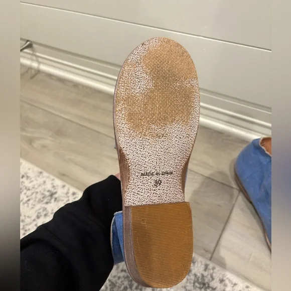 Free People Mont Blank Open Toe Cutout Denim Flats Sandals size 8.5 - Picture 6 of 10